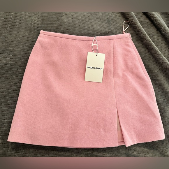 MACH & MACH Dresses & Skirts - MACH & MACH BABY PINK WOOL MINI SKIRT